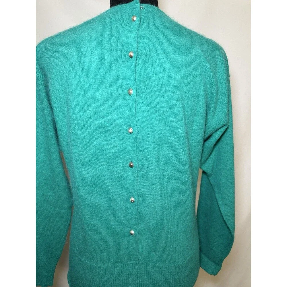 VTG Bloomingdale's y.e.s. Green Lambswool Angora Rabbit Nylon Blend‎ Sweater MED
